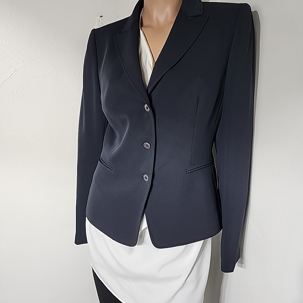 Tahari Blue Blazer Tailored Fit Suit Jacket